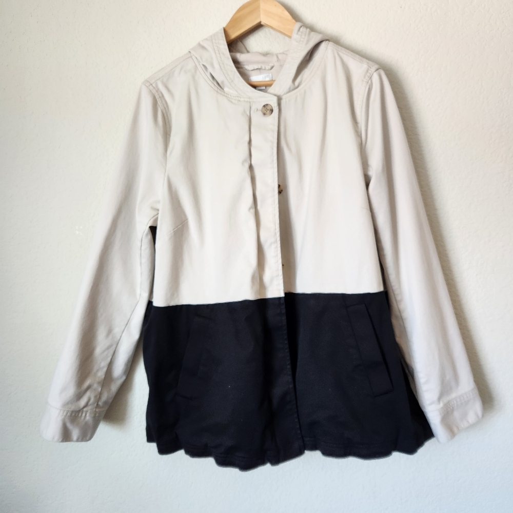 J. Jill Two Toned Jacket with Hood, Size L